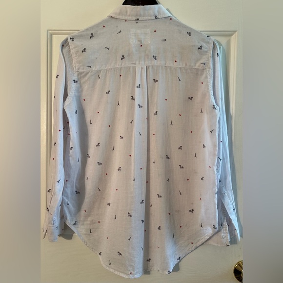 RAILS XS Taylor Little Paris Motif White Pinstripe Eiffel Tower Bicycle Whimsy - Picture 12 of 14